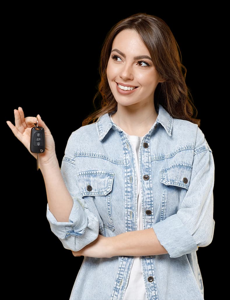 Happy driver with car keys